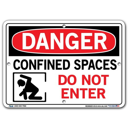 Vestil Sign, Danger, 10.5x7.5", Aluminum, .040, SI-D-40-A-AL-040 SI-D-40-A-AL-040